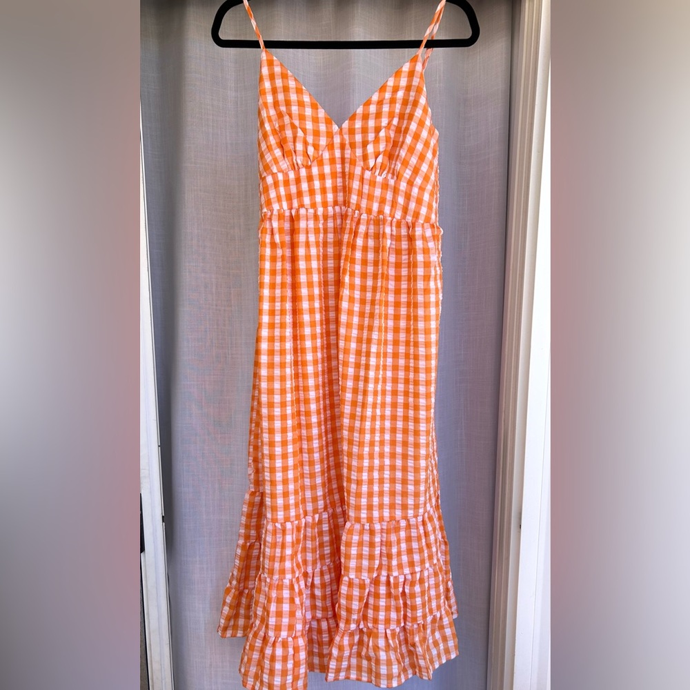 Orange Gingham Maxi Dress